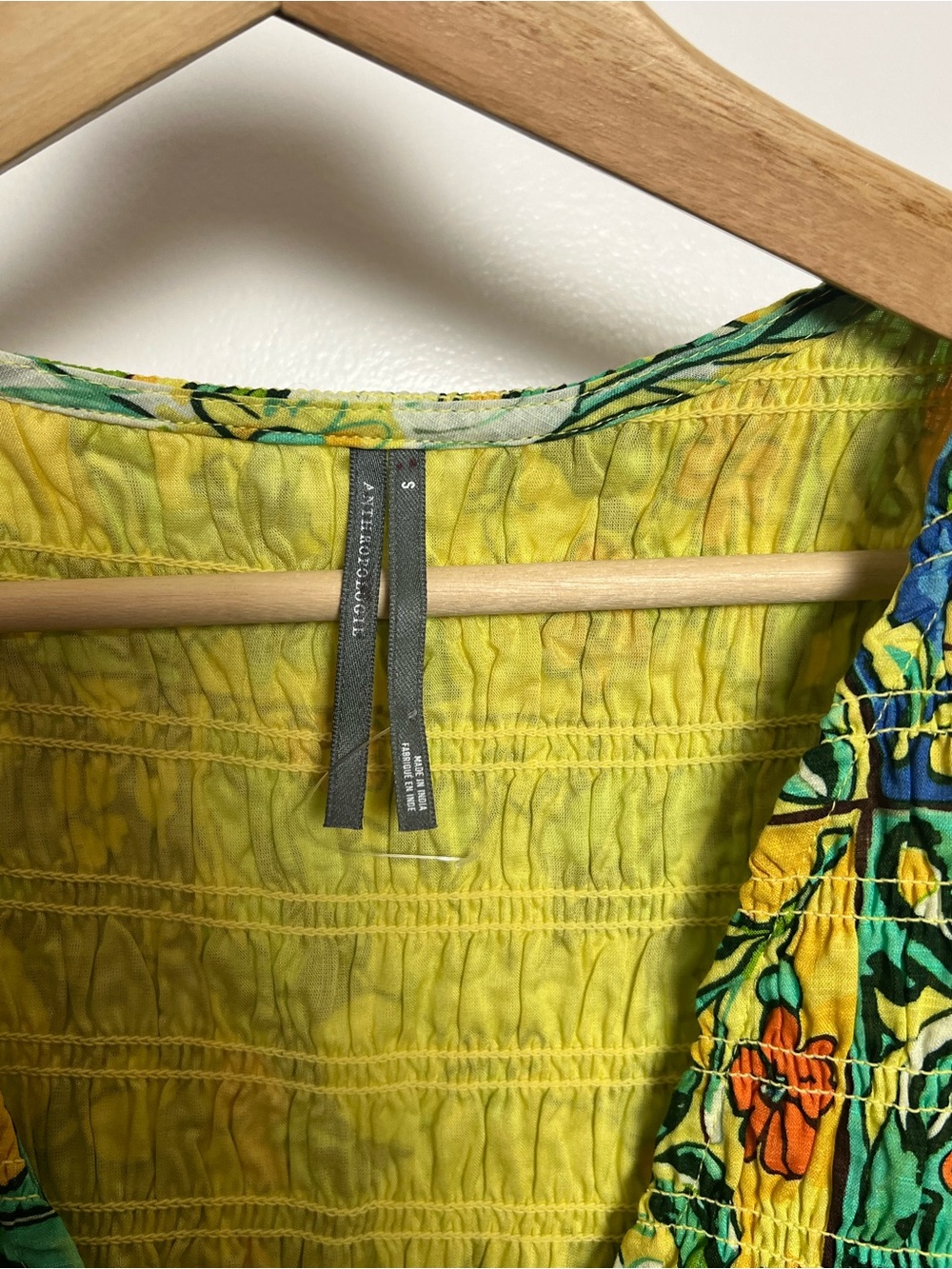 NWOT Anthropologie Peregine Flutter Sleeve Maxi Dress in lemon and floral print - Picture 8 of 13